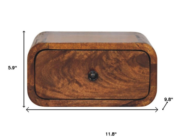 12" Chestnut Solid Wood One Drawer Floating Nightstand