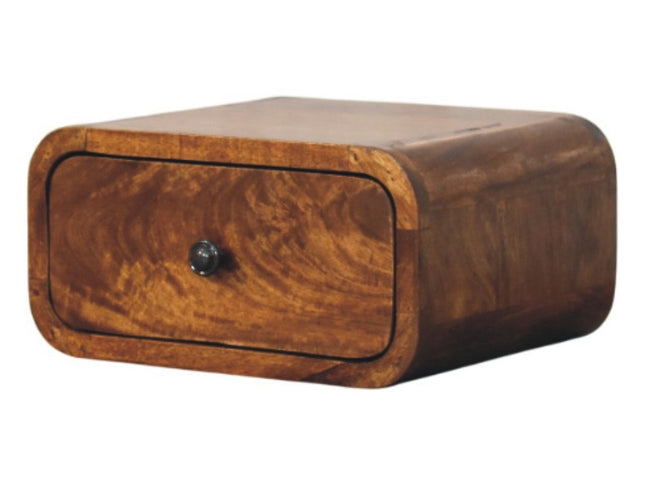 12" Chestnut Solid Wood One Drawer Floating Nightstand