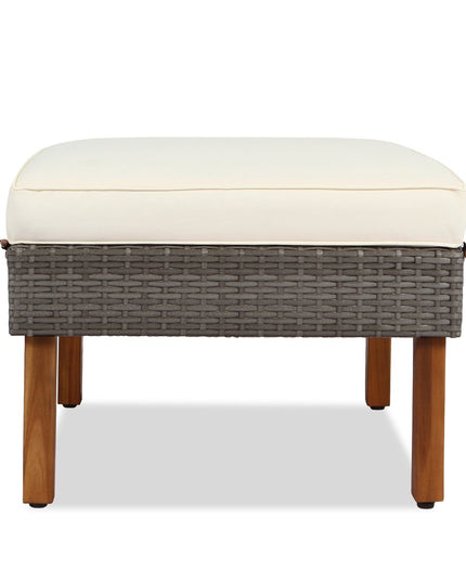 Nine Piece Gray and Beige Rattan Upholstered Cushions Sectional Seating Group With Table