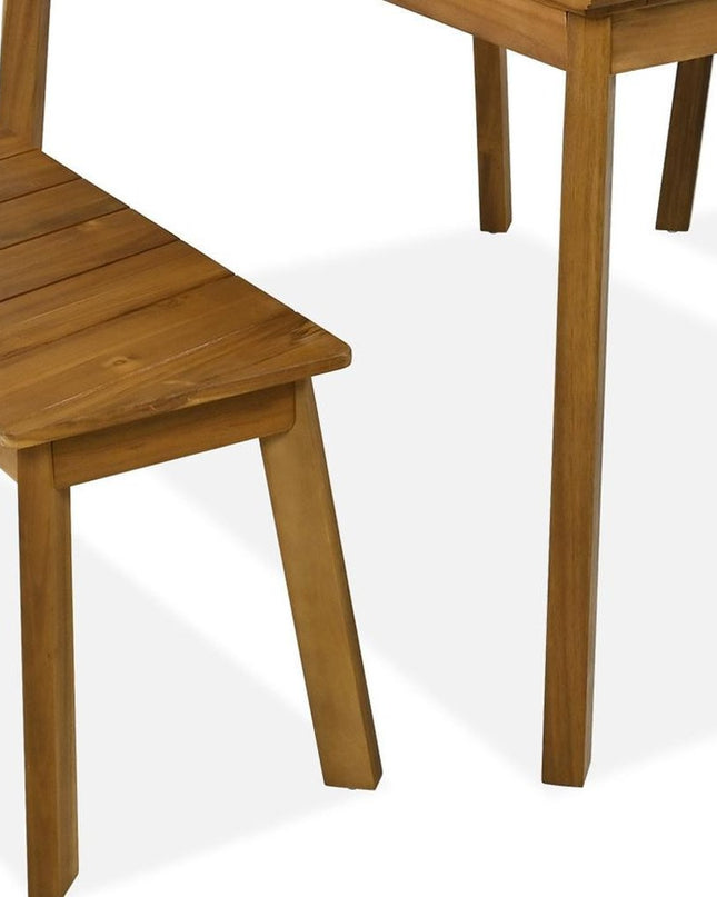 Three Piece Natural Solid Wood Outdoor Patio Set With Table