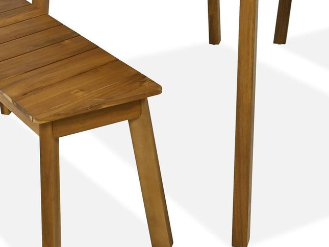 Three Piece Natural Solid Wood Outdoor Patio Set With Table