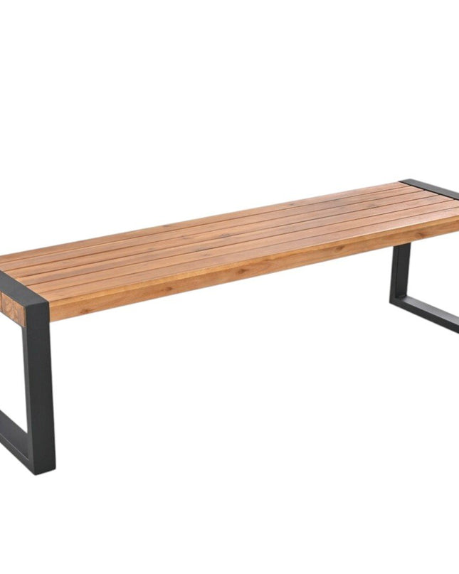 Three Piece Natural Solid Wood Outdoor Patio Set With Table