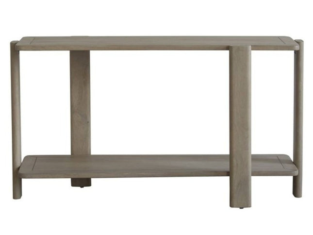 54" Natural Solid Wood Distressed Console Table With Shelf