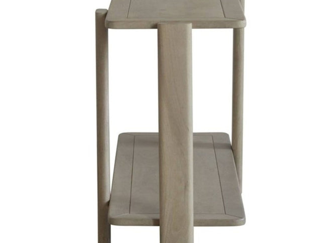 54" Natural Solid Wood Distressed Console Table With Shelf