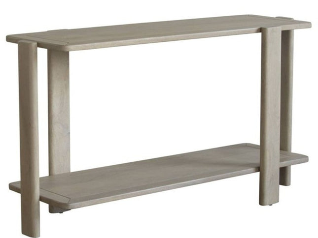 54" Natural Solid Wood Distressed Console Table With Shelf