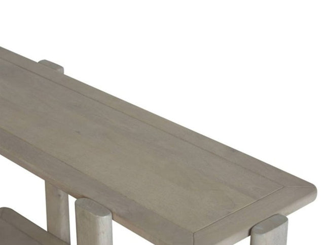 54" Natural Solid Wood Distressed Console Table With Shelf