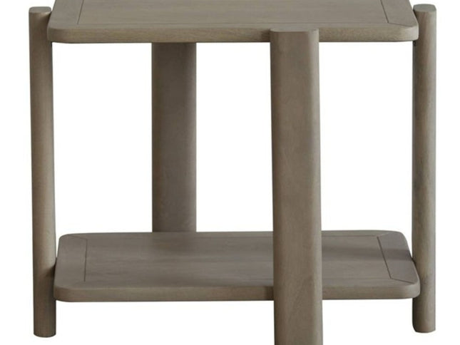 22" Natural Distressed Solid Wood End Table With Shelf