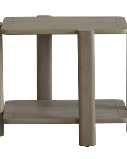 22" Natural Distressed Solid Wood End Table With Shelf