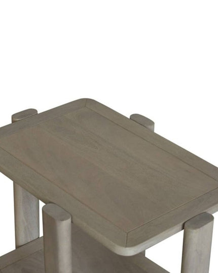 22" Natural Distressed Solid Wood End Table With Shelf