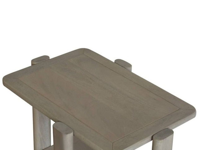 22" Natural Distressed Solid Wood End Table With Shelf