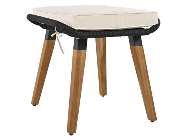 Five Piece Black and Beige Wicker Upholstered Cushions Two Person Seating Group With Table