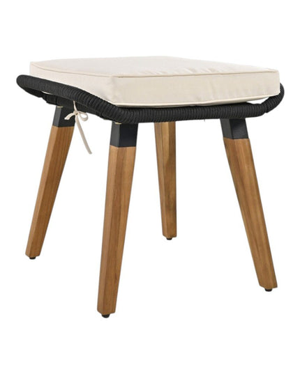 Five Piece Black and Beige Wicker Upholstered Cushions Two Person Seating Group With Table