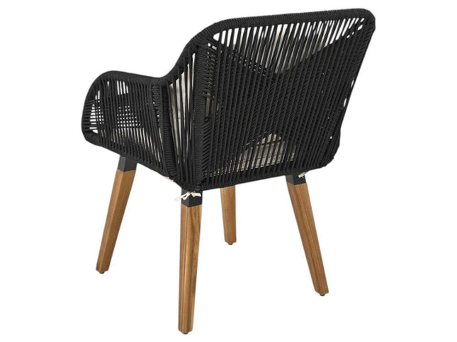 Five Piece Black and Beige Wicker Upholstered Cushions Two Person Seating Group With Table