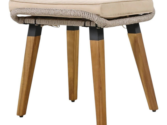 Five Piece Light Gray and Tan Wicker Upholstered Cushions Two Person Seating Group With Table