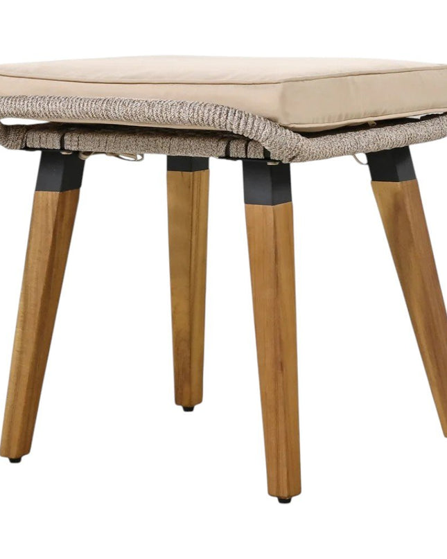 Five Piece Light Gray and Tan Wicker Upholstered Cushions Two Person Seating Group With Table