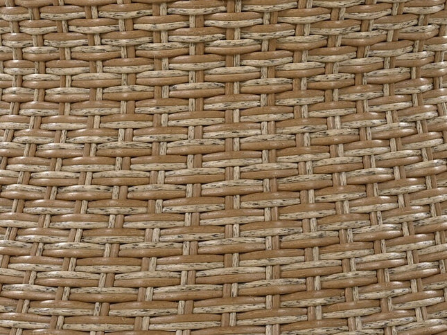 Five Piece Light Gray and Tan Wicker Upholstered Cushions Two Person Seating Group With Table