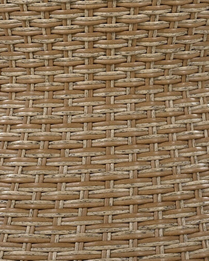 Five Piece Light Gray and Tan Wicker Upholstered Cushions Two Person Seating Group With Table