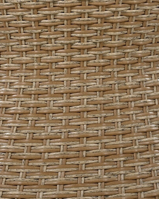 Five Piece Light Gray and Tan Wicker Upholstered Cushions Two Person Seating Group With Table