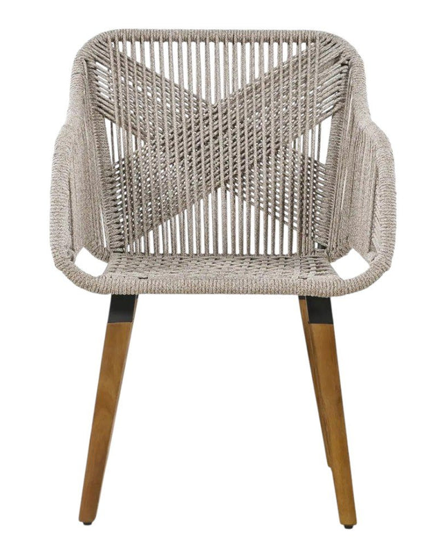 Five Piece Light Gray and Tan Wicker Upholstered Cushions Two Person Seating Group With Table