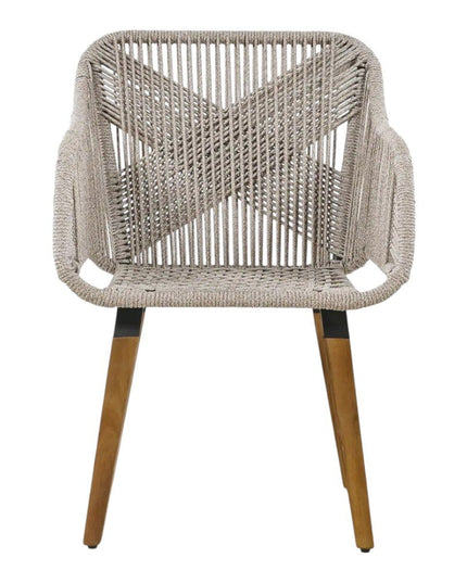 Five Piece Light Gray and Tan Wicker Upholstered Cushions Two Person Seating Group With Table