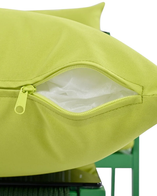 Four Piece Green and Light Green Metal Upholstered Cushions Sofa Seating Group With Table