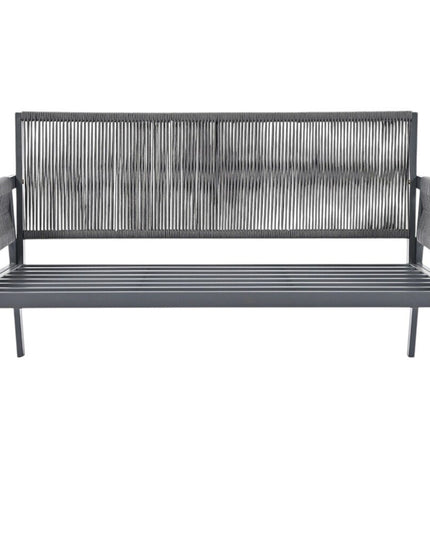 Four Piece Gray Metal Upholstered Cushions Sofa Seating Group With Table