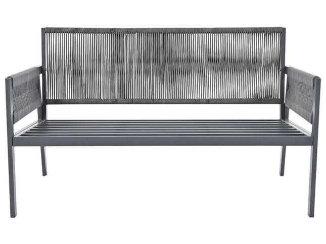 Four Piece Gray Metal Upholstered Cushions Sofa Seating Group With Table