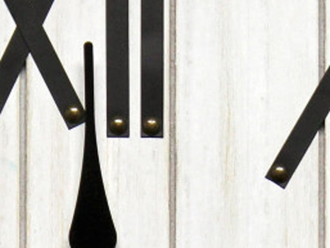 21" White And Black Rustic Wood Silent Analog Round Wall Clock