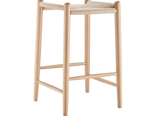 27" Natural Rush and Solid Wood Backless Counter Height Bar Chair