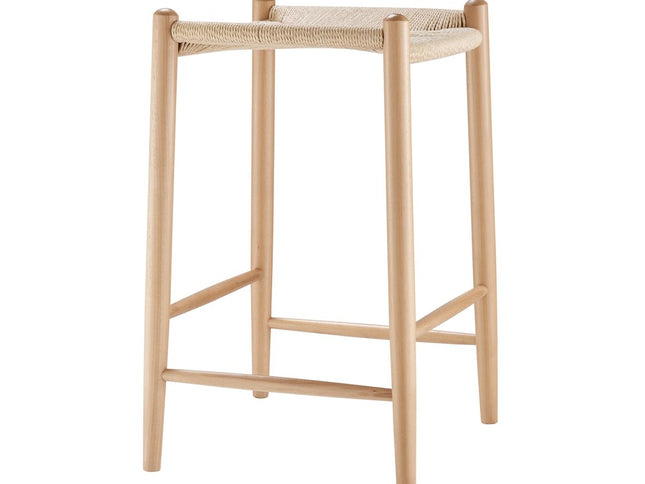 27" Natural Rush and Solid Wood Backless Counter Height Bar Chair