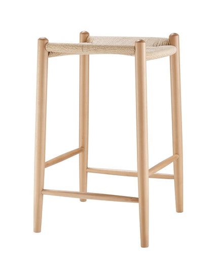 27" Natural Rush and Solid Wood Backless Counter Height Bar Chair