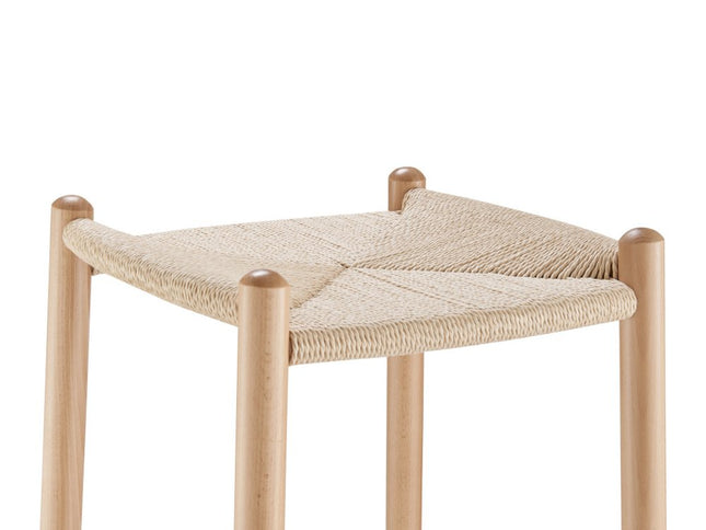 27" Natural Rush and Solid Wood Backless Counter Height Bar Chair