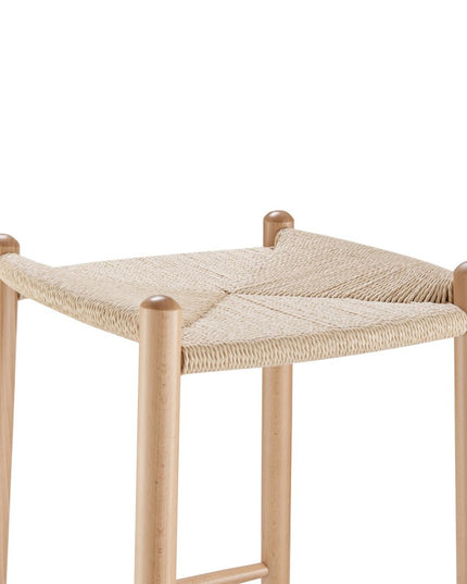 27" Natural Rush and Solid Wood Backless Counter Height Bar Chair