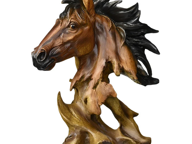 11" Antiqued Bronze And Black Polyresin Horse Tabletop Sculpture
