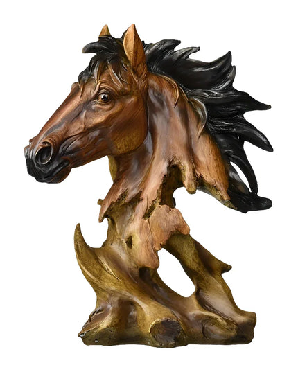 11" Antiqued Bronze And Black Polyresin Horse Tabletop Sculpture