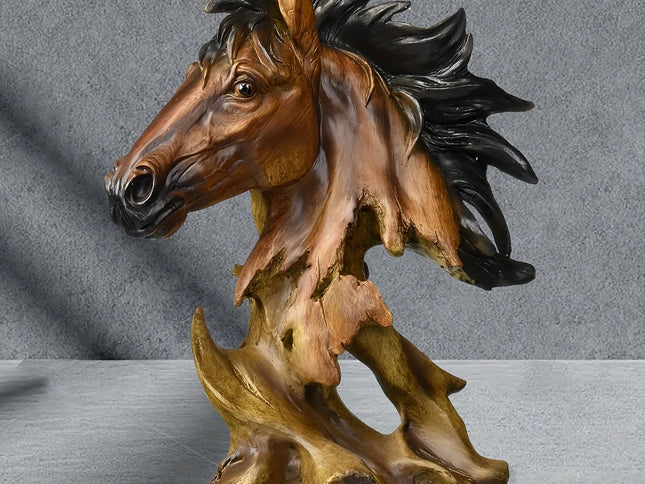 11" Antiqued Bronze And Black Polyresin Horse Tabletop Sculpture