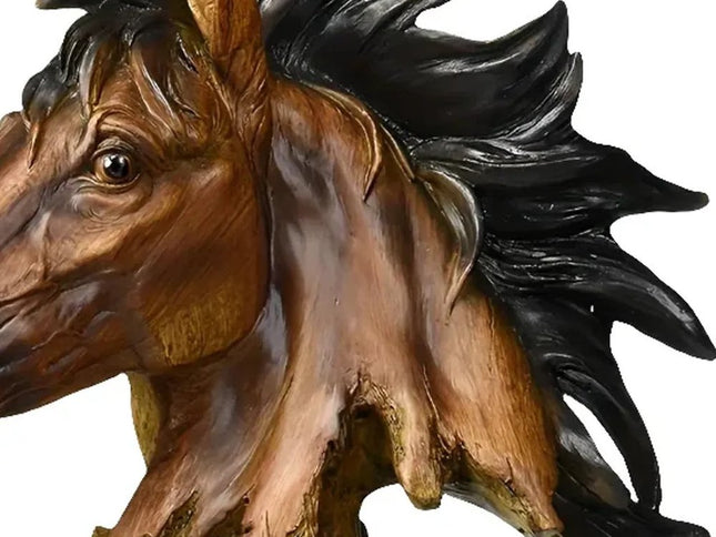 11" Antiqued Bronze And Black Polyresin Horse Tabletop Sculpture