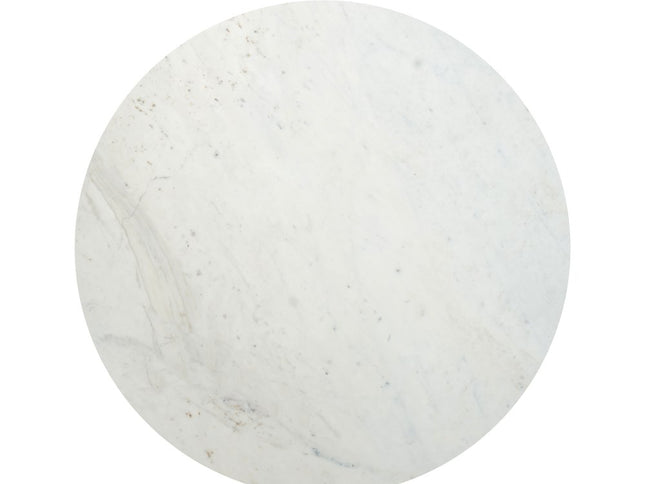 55" White and Black Genuine Marble and Iron Round Cross Legs Coffee Table