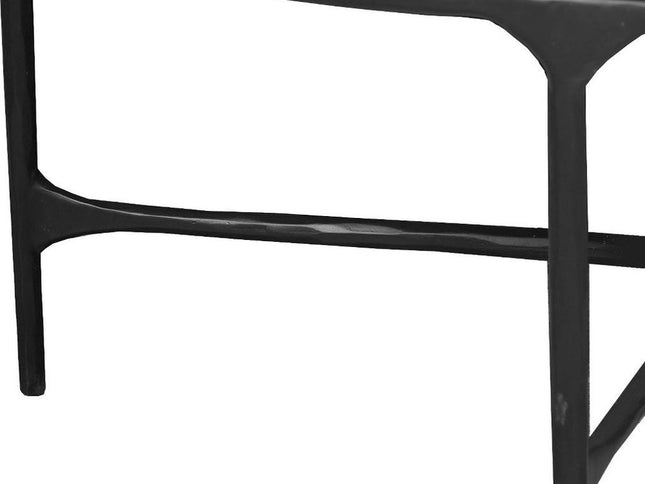 55" White and Black Genuine Marble and Iron Round Cross Legs Coffee Table