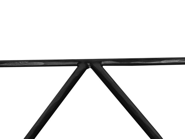 36" White and Black Genuine Marble and Iron Half Moon Console Table