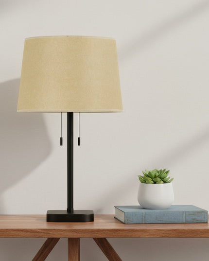 Tan Paper Plain Drum Lamp Shade