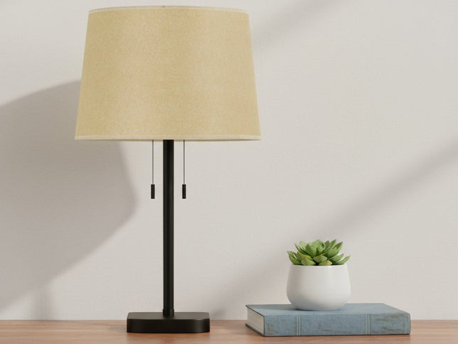 Tan Paper Plain Drum Lamp Shade