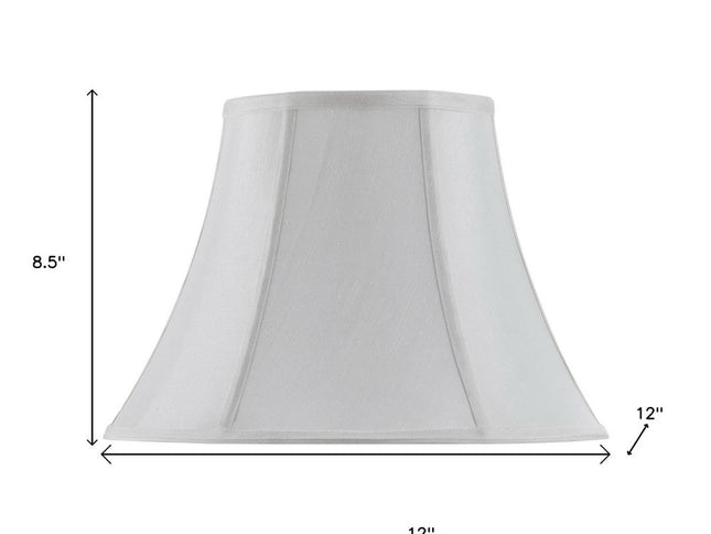 White Linen Piped Bell Lamp Shade