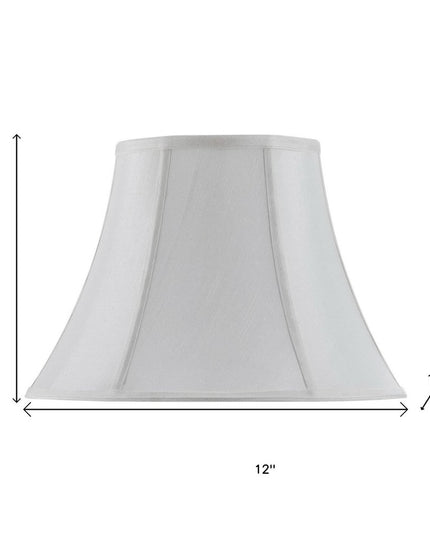 White Linen Piped Bell Lamp Shade
