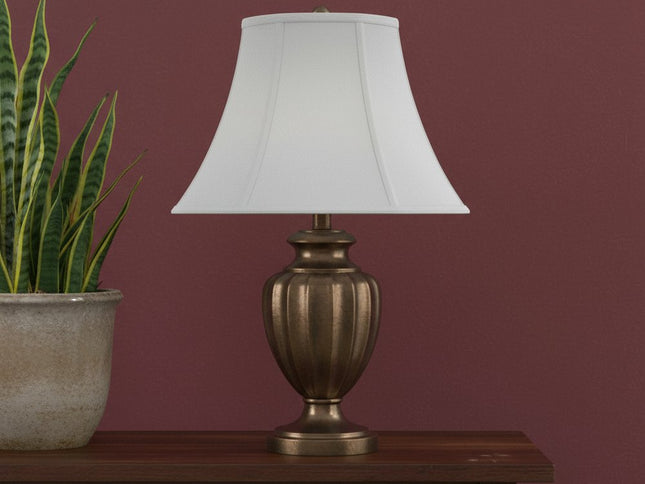 White Linen Piped Bell Lamp Shade