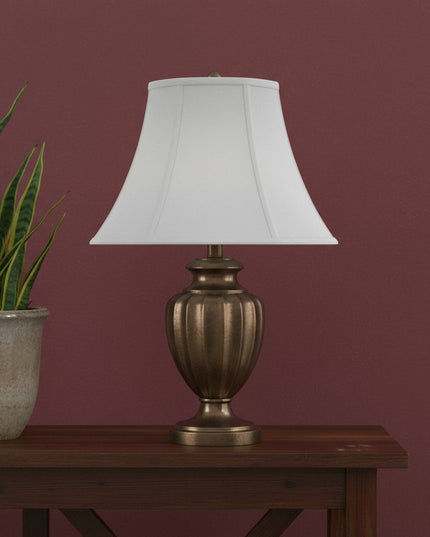 White Linen Piped Bell Lamp Shade