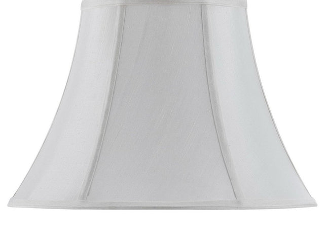 White Linen Piped Bell Lamp Shade