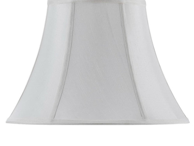 White Linen Piped Bell Lamp Shade