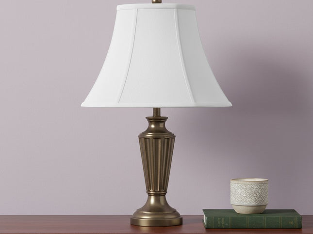 White Linen Piped Bell Lamp Shade