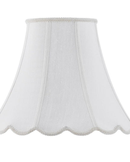 White Linen Piped Bell Lamp Shade